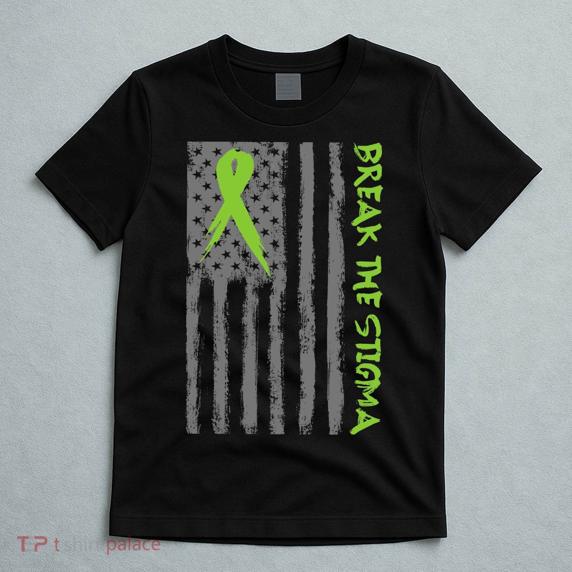 Break The Stigma Ribbon Flag Mental Heath T-Shirt