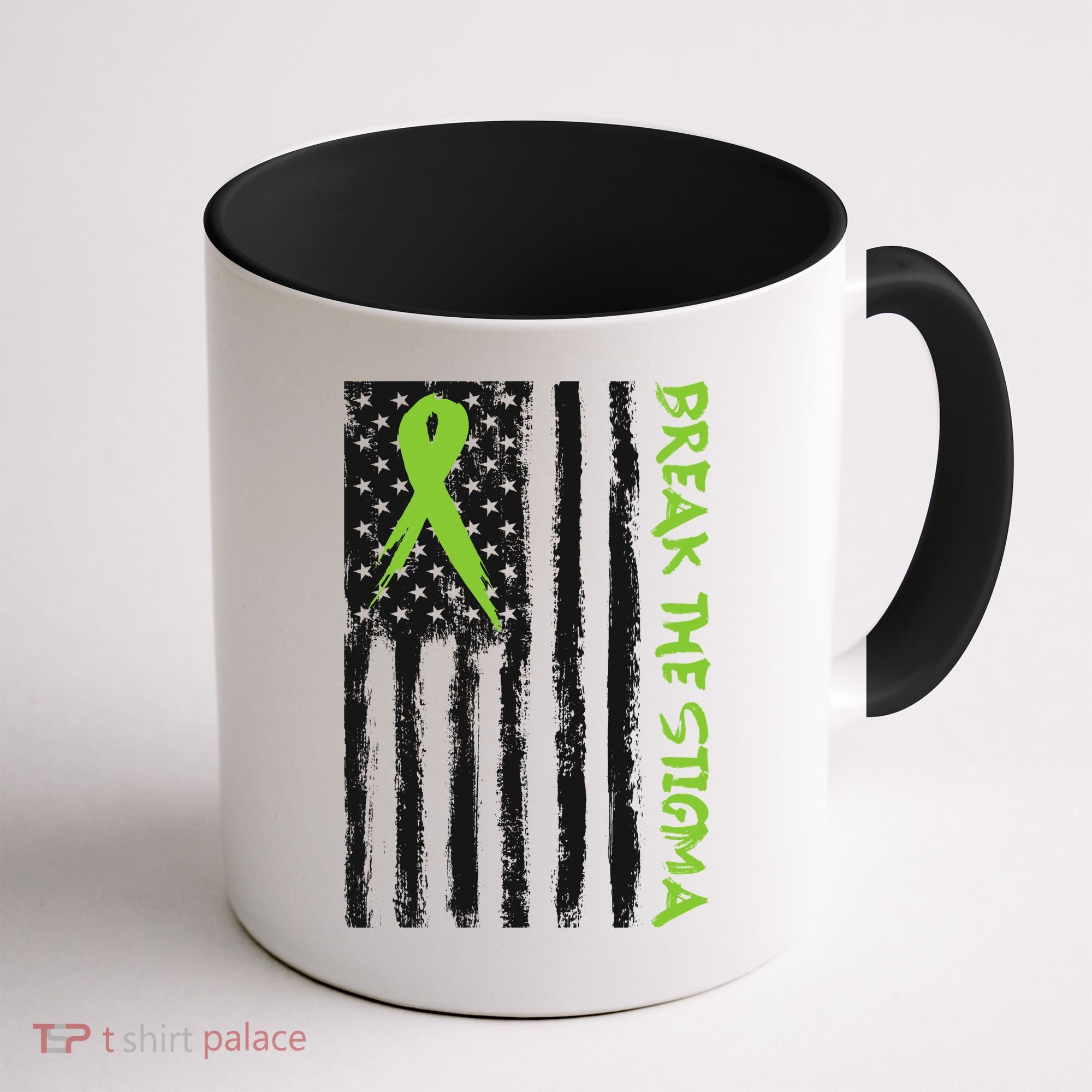 Break The Stigma Ribbon Flag Mental Heath Coffee Mug