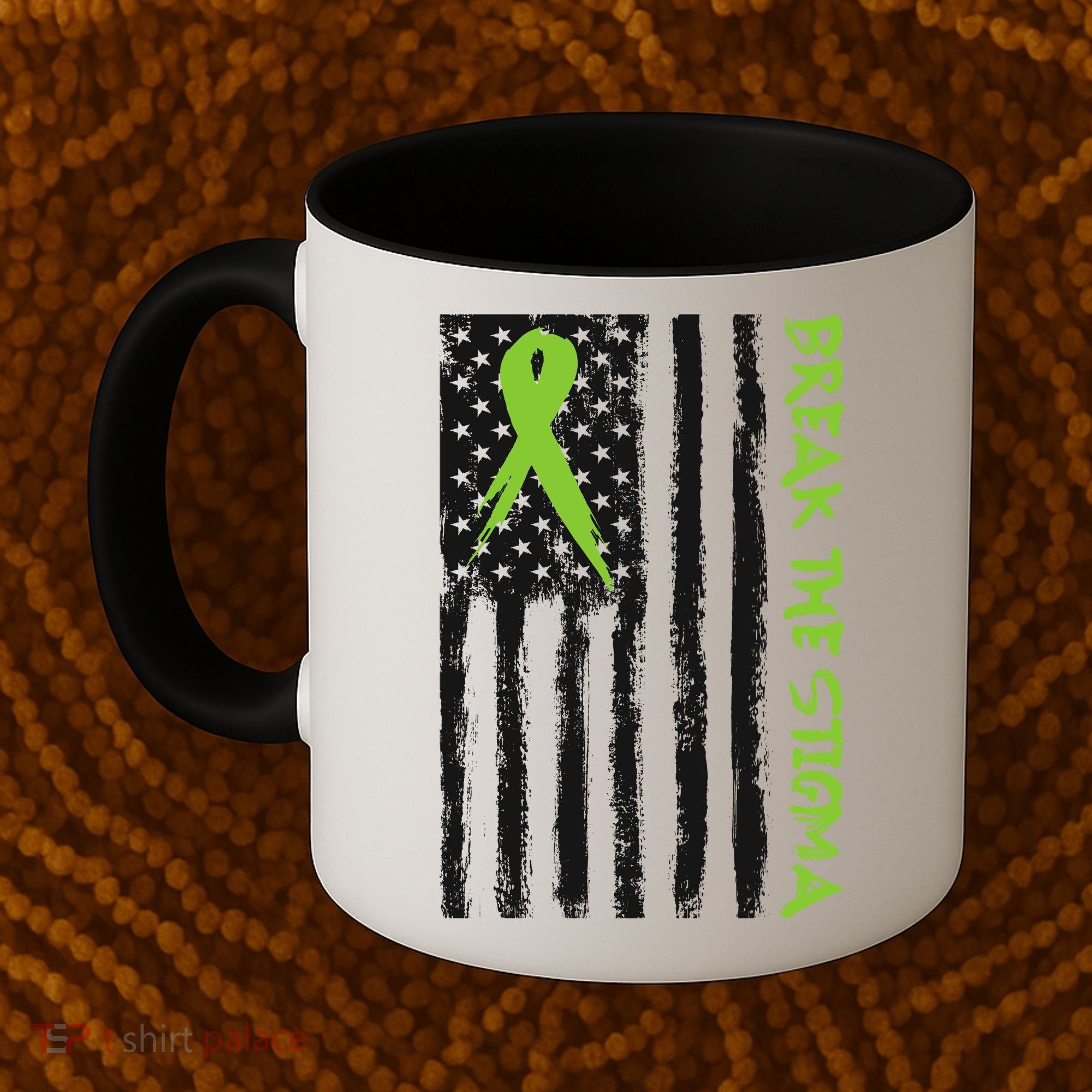 Break The Stigma Ribbon Flag Mental Heath Coffee Mug