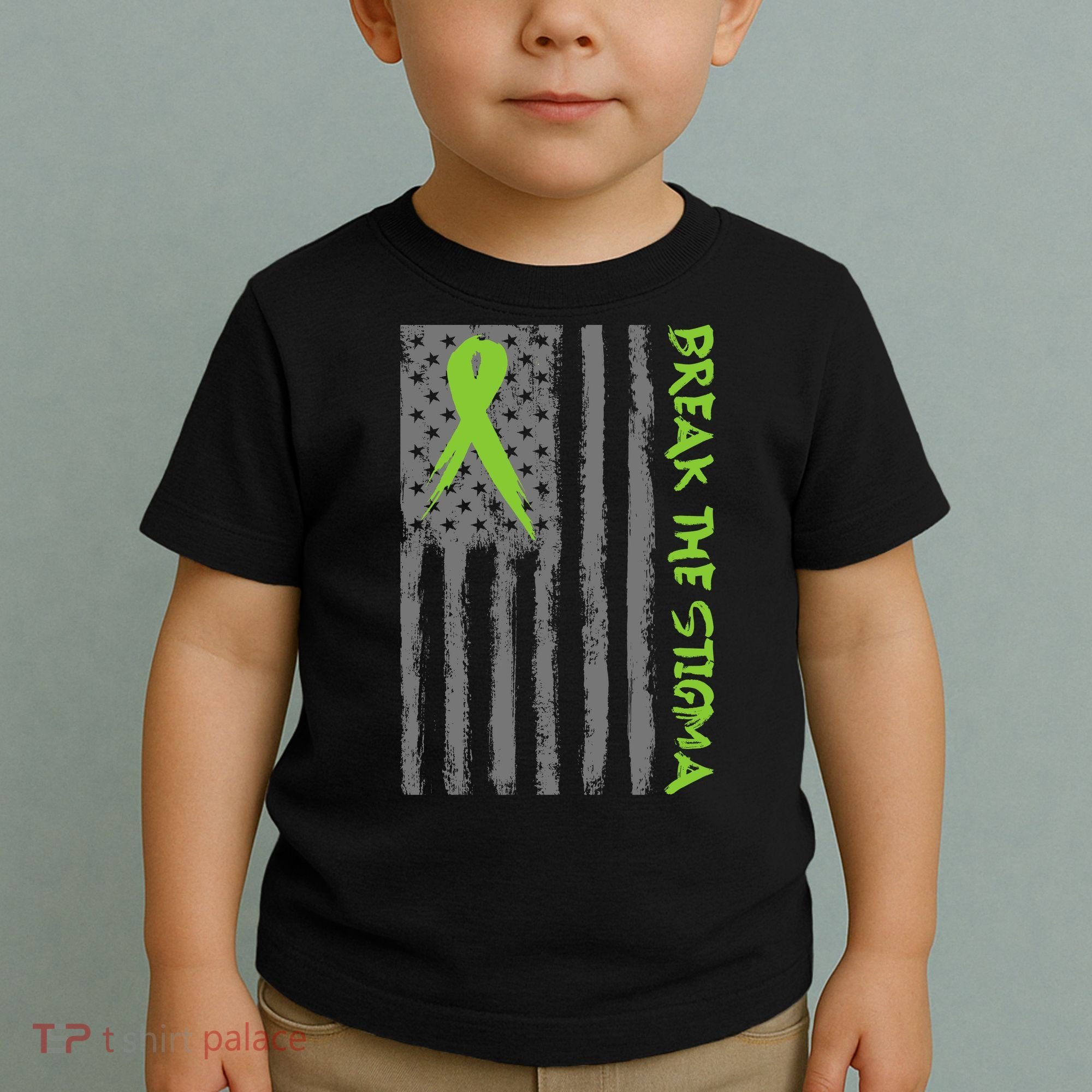 Break The Stigma Ribbon Flag Mental Heath Toddler T-Shirt