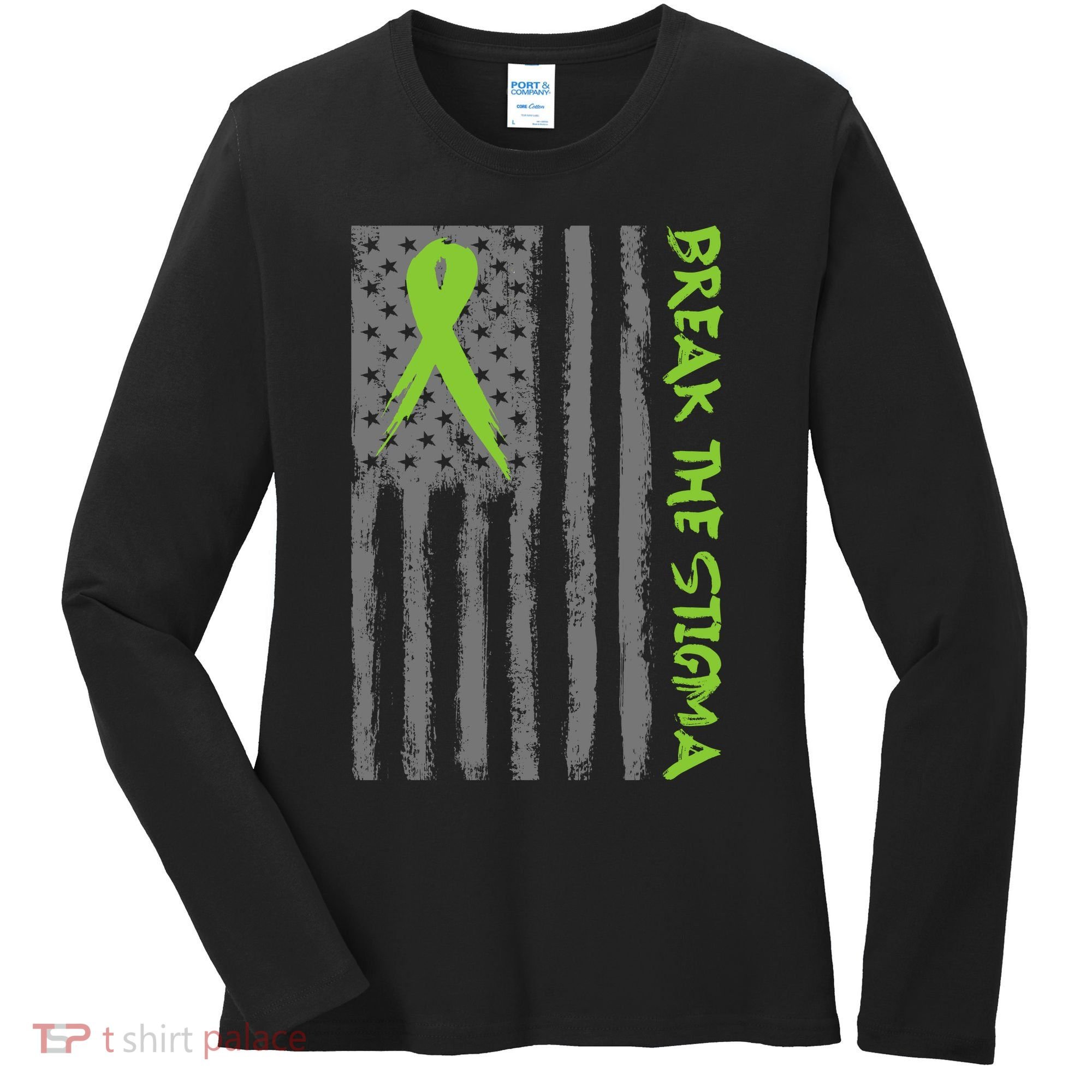Break The Stigma Ribbon Flag Mental Heath Women's Long Sleeve Shirt