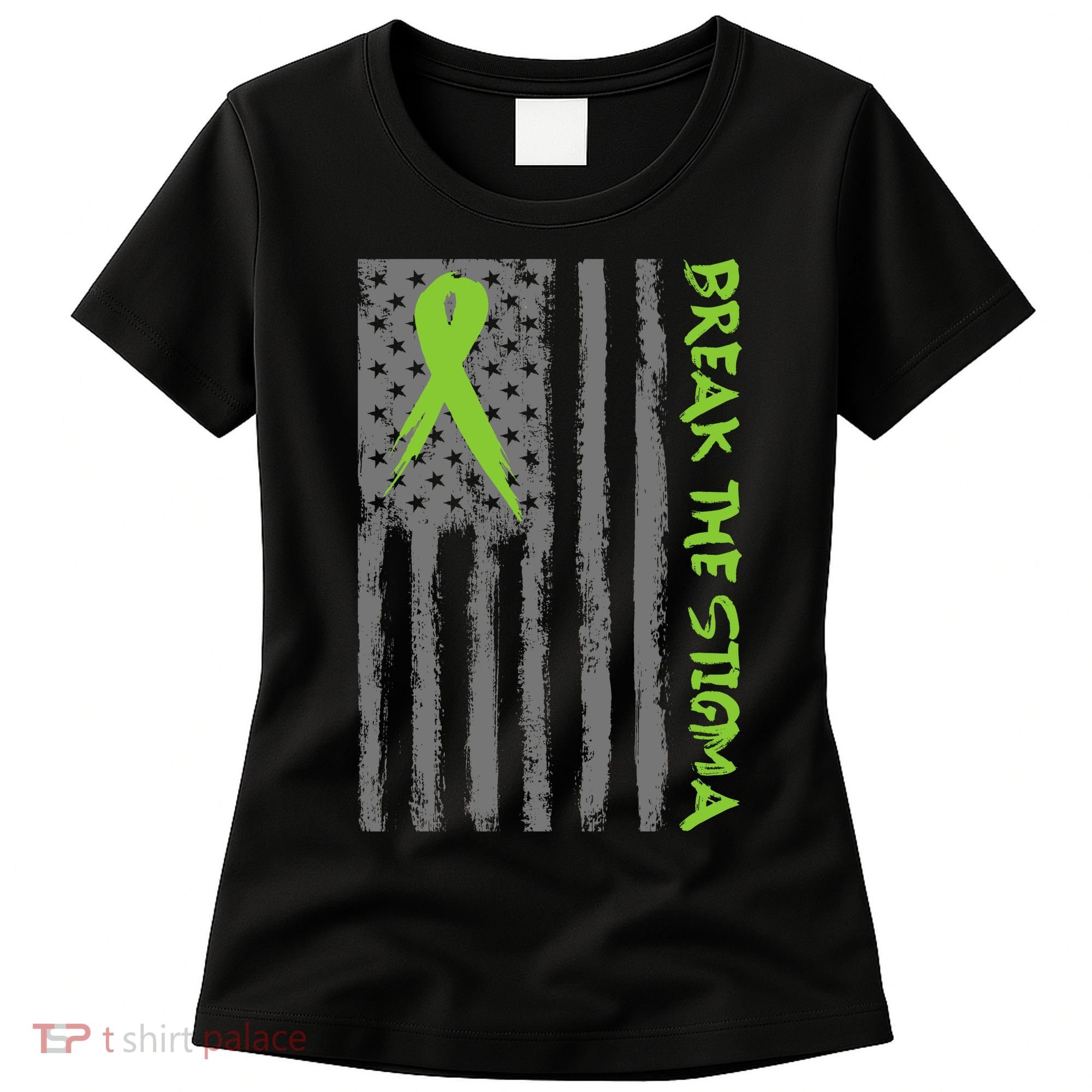 Break The Stigma Ribbon Flag Mental Heath Women's T-Shirt