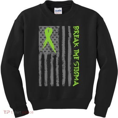 Break The Stigma Ribbon Flag Mental Heath Kids Sweatshirt