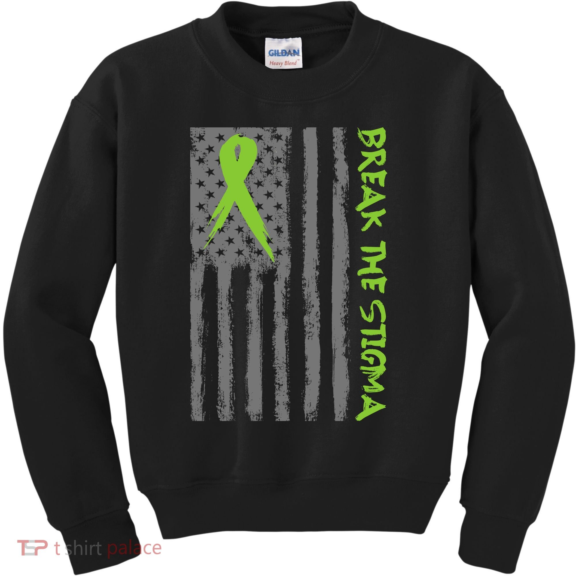 Break The Stigma Ribbon Flag Mental Heath Kids Sweatshirt