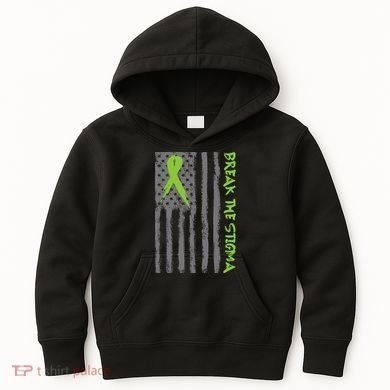 Break The Stigma Ribbon Flag Mental Heath Kids Hoodie