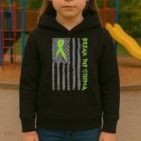 Break The Stigma Ribbon Flag Mental Heath Kids Hoodie thumb 3
