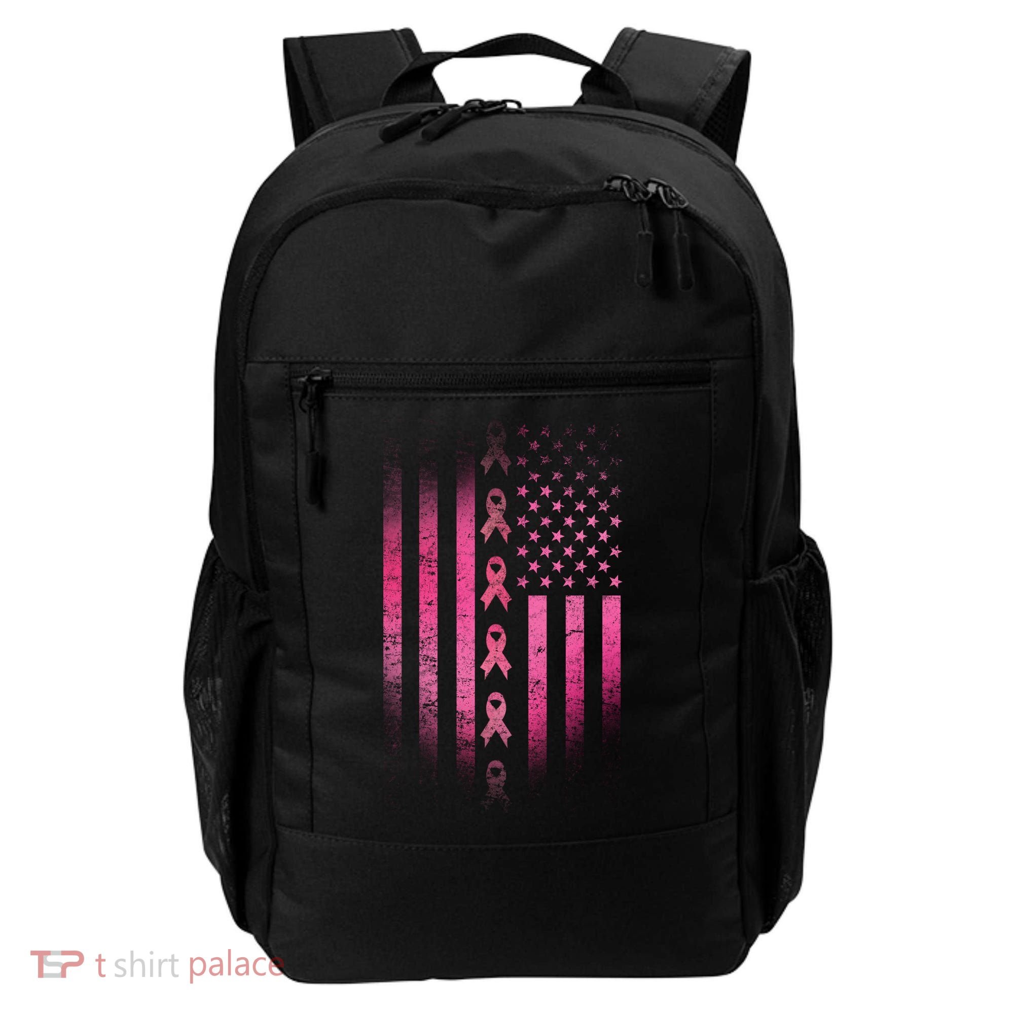 Breast Cancer American Flag Backpack