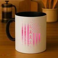 Breast Cancer American Flag Coffee Mug thumb 4