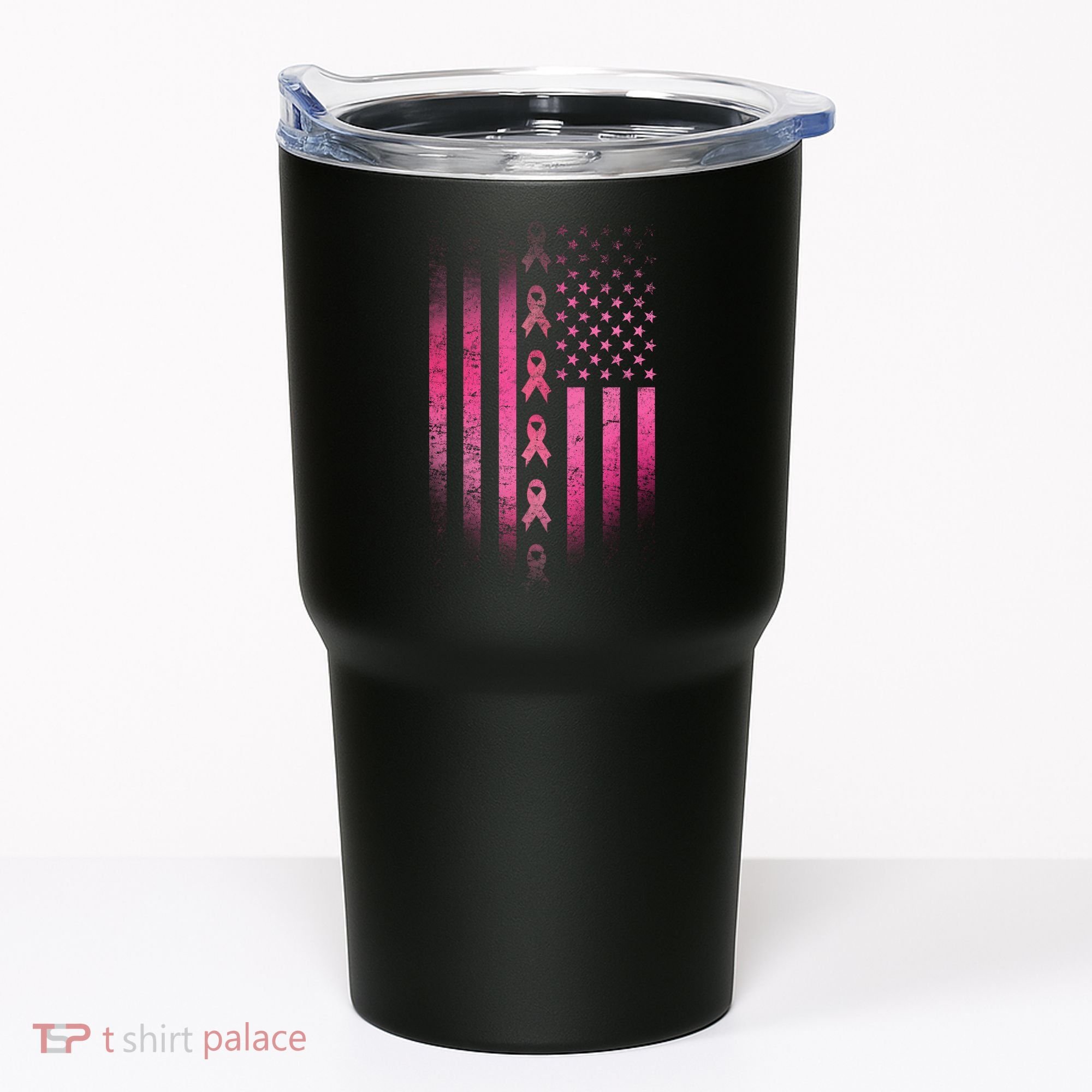 Breast Cancer American Flag Tumbler