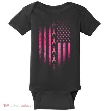 Breast Cancer American Flag Baby Bodysuit