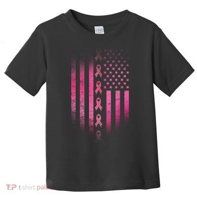 Breast Cancer American Flag Toddler T-Shirt