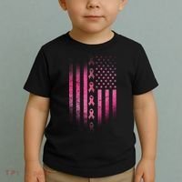 Breast Cancer American Flag Toddler T-Shirt thumb 2