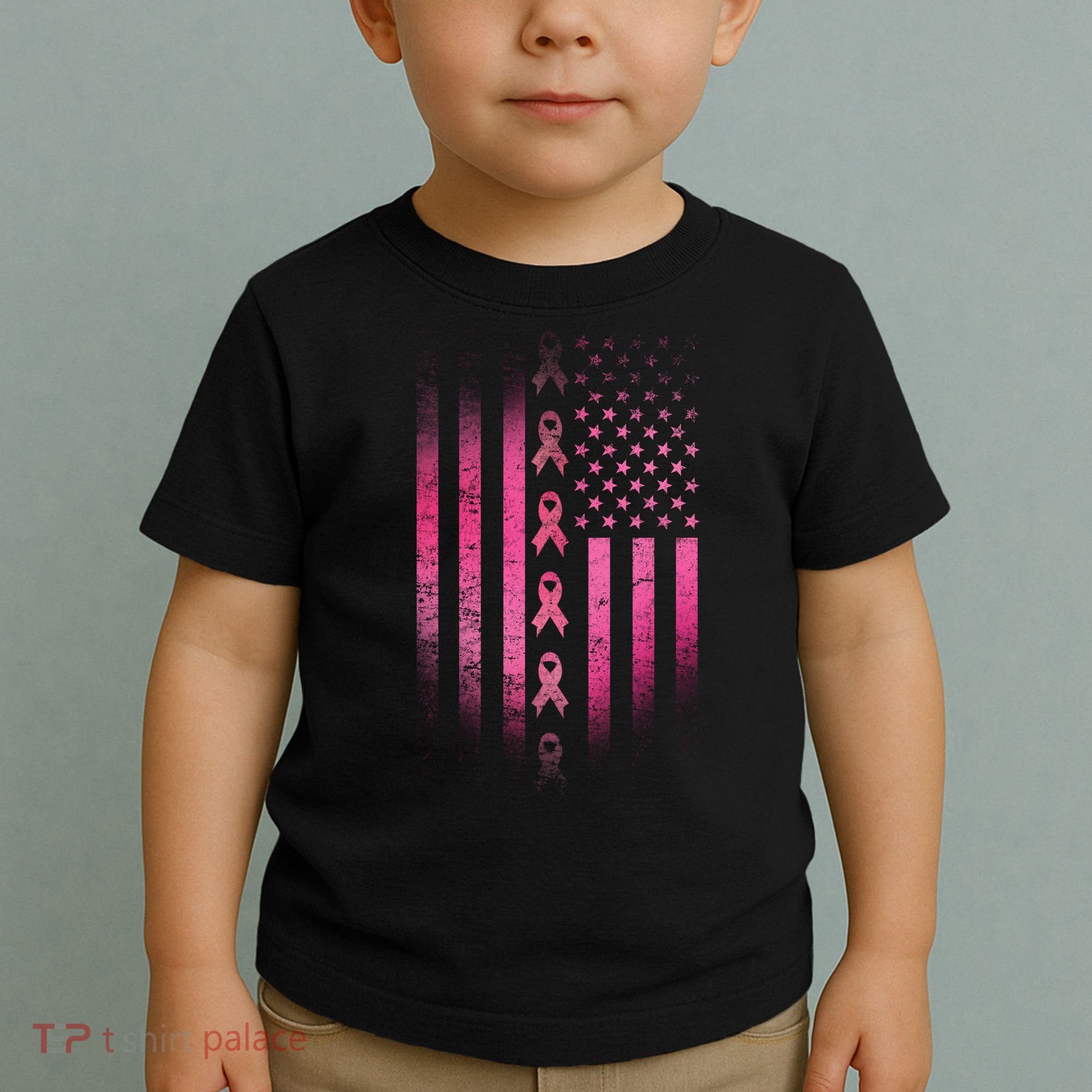 Breast Cancer American Flag Toddler T-Shirt
