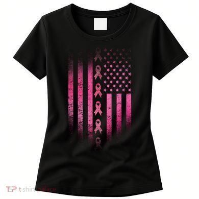 Breast Cancer American Flag Women's T-Shirt