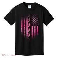 Breast Cancer American Flag Kids T-Shirt thumb 0