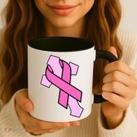 Breast Cancer Awareness Christian Pink Cross Ribbon Coffee Mug thumb 3