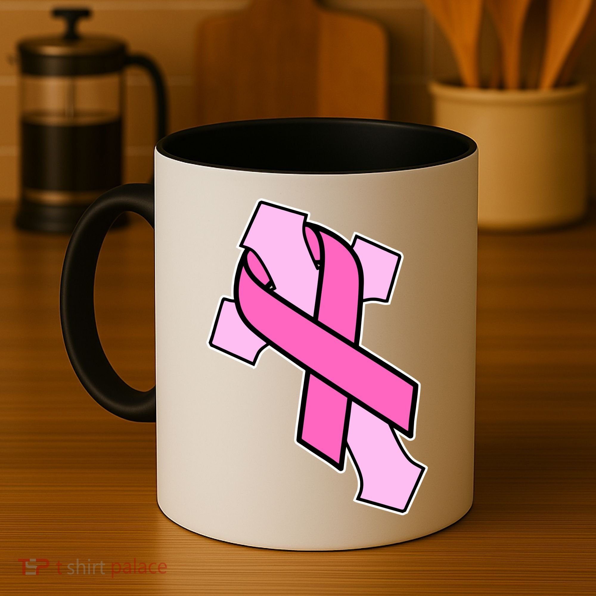 Breast Cancer Awareness Christian Pink Cross Ribbon Coffee Mug