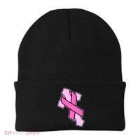 Breast Cancer Awareness Christian Pink Cross Ribbon Beanie thumb 0