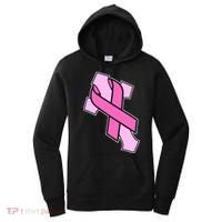 Breast Cancer Awareness Christian Pink Cross Ribbon Women's Hoodie thumb 0