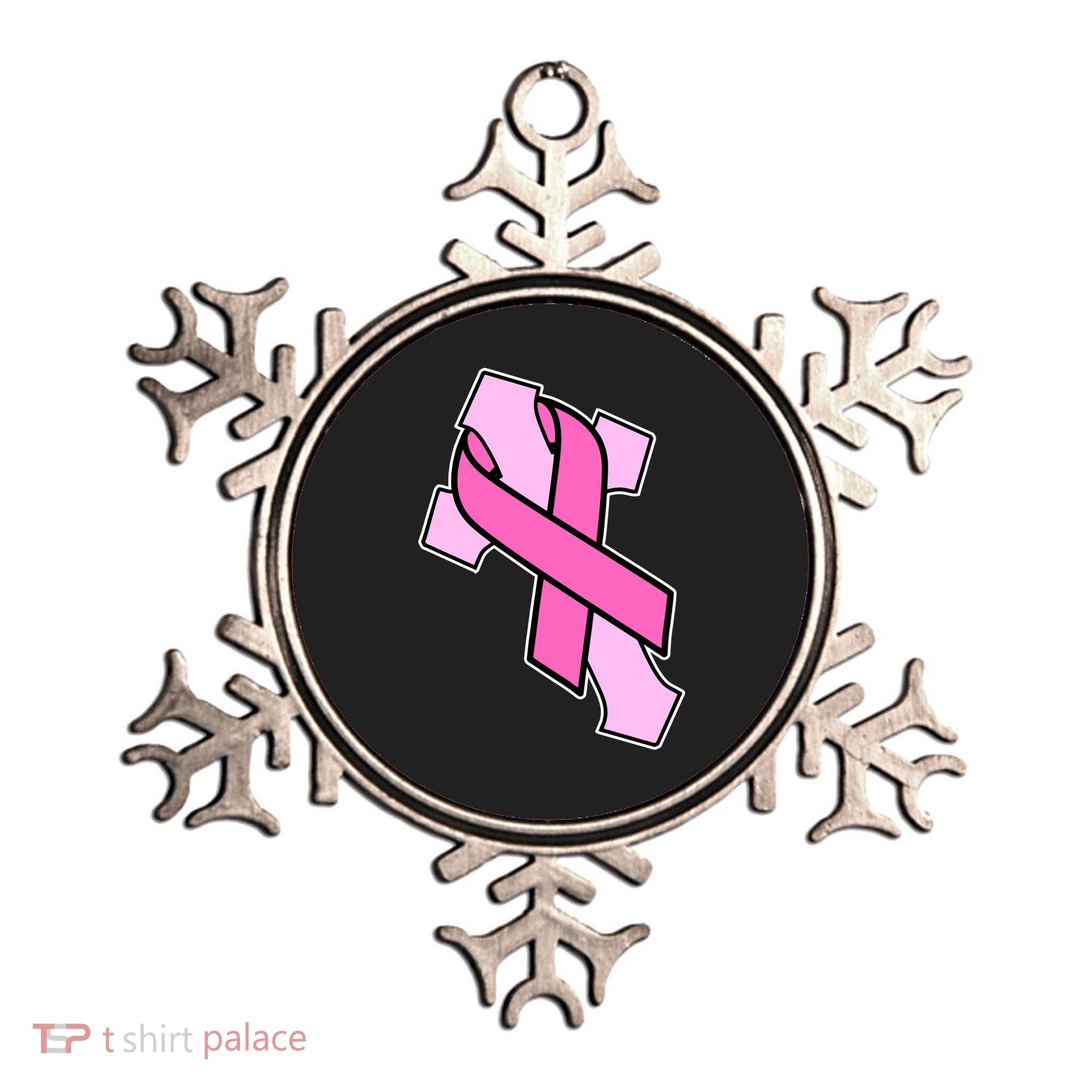 Breast Cancer Awareness Christian Pink Cross Ribbon Ornament