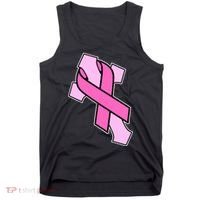 Breast Cancer Awareness Christian Pink Cross Ribbon Tank Top thumb 0
