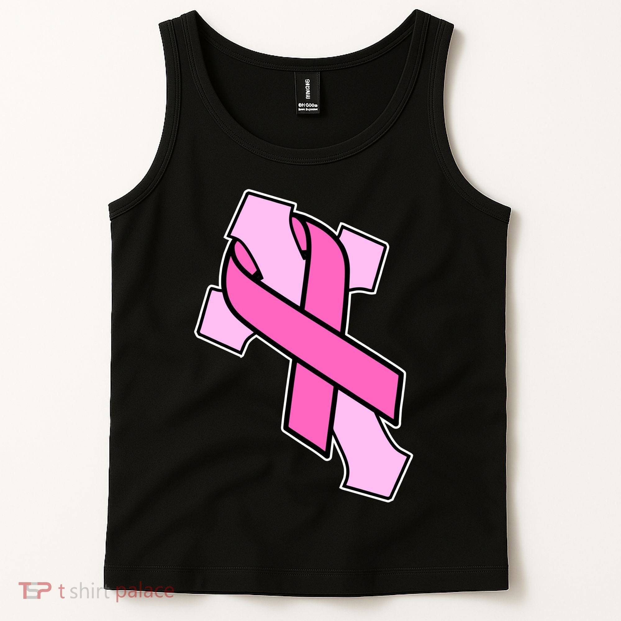 Breast Cancer Awareness Christian Pink Cross Ribbon Tank Top
