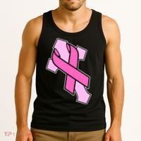 Breast Cancer Awareness Christian Pink Cross Ribbon Tank Top thumb 3