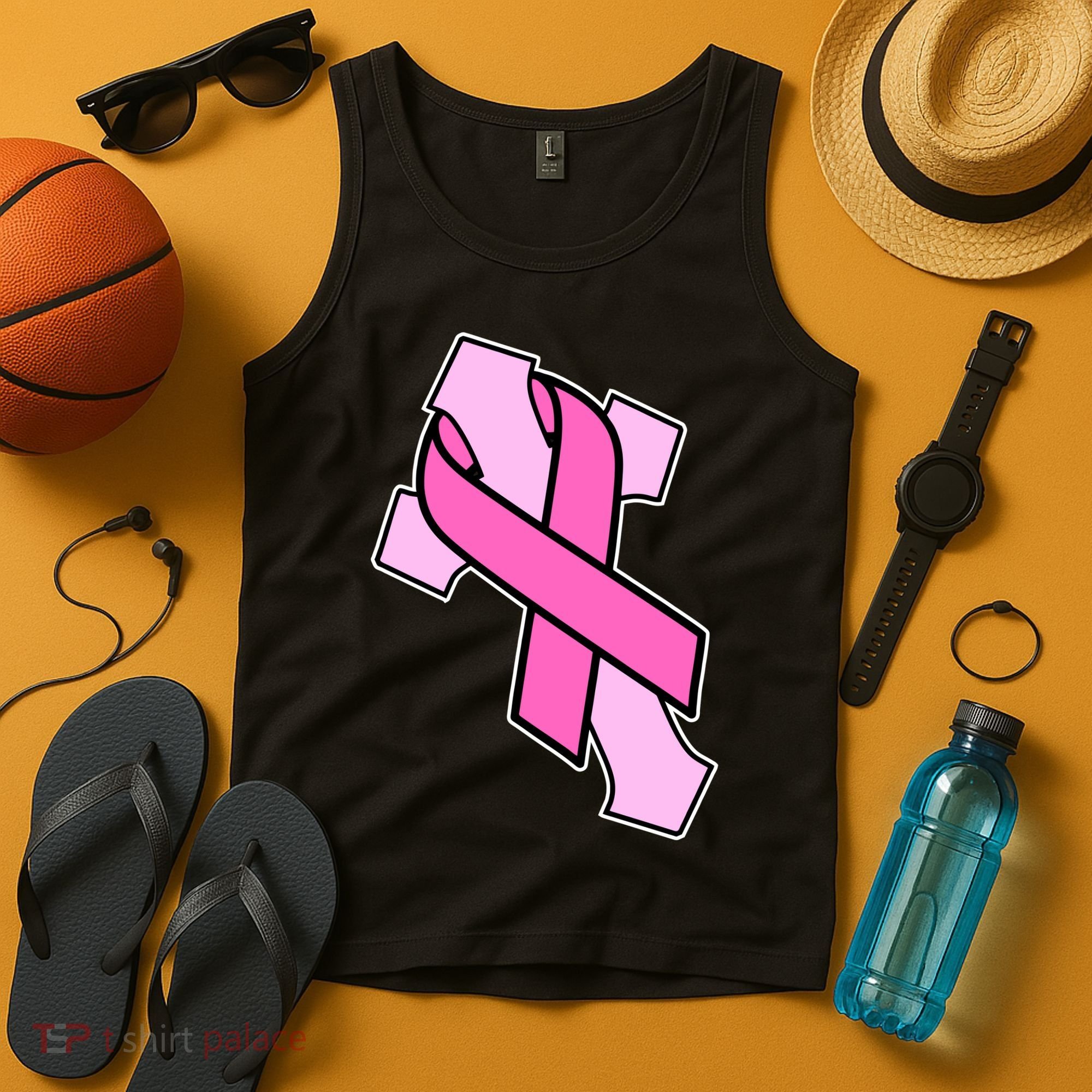 Breast Cancer Awareness Christian Pink Cross Ribbon Tank Top