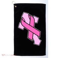 Breast Cancer Awareness Christian Pink Cross Ribbon Golf Towel thumb 0