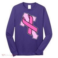 Breast Cancer Awareness Christian Pink Cross Ribbon Long Sleeve Shirt thumb 0