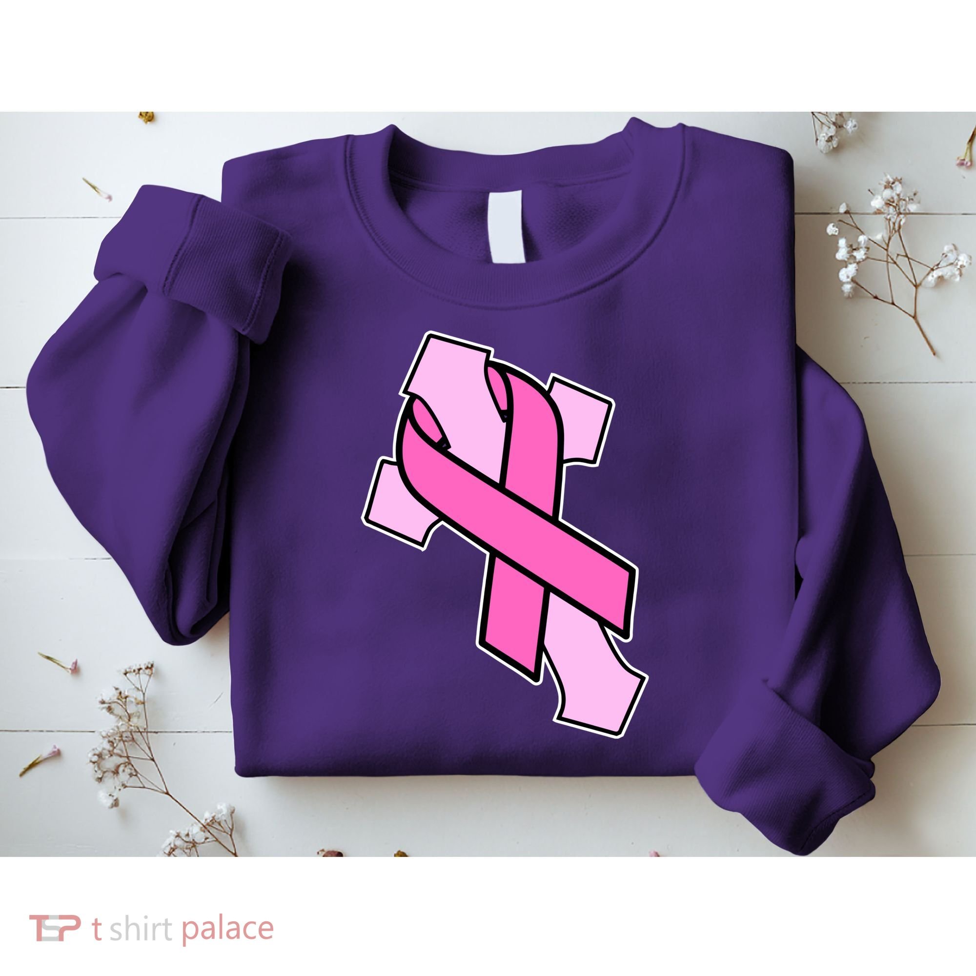 Breast Cancer Awareness Christian Pink Cross Ribbon Sweatshirt