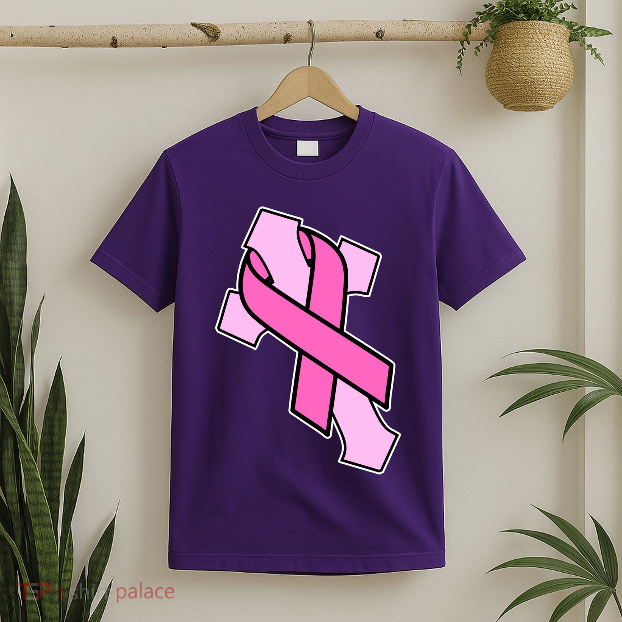 Breast Cancer Awareness Christian Pink Cross Ribbon T-Shirt
