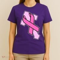 Breast Cancer Awareness Christian Pink Cross Ribbon T-Shirt thumb 4