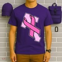 Breast Cancer Awareness Christian Pink Cross Ribbon T-Shirt thumb 6