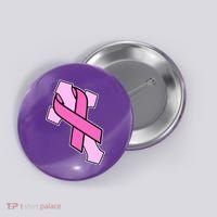 Breast Cancer Awareness Christian Pink Cross Ribbon Button thumb 0