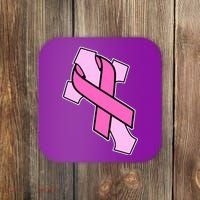 Breast Cancer Awareness Christian Pink Cross Ribbon Coaster thumb 0