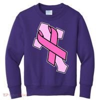 Breast Cancer Awareness Christian Pink Cross Ribbon Kids Sweatshirt thumb 0