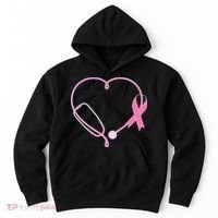 Breast Cancer Awareness Doctor Nurse Stethoscope Hoodie thumb 0