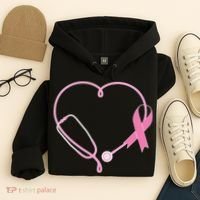 Breast Cancer Awareness Doctor Nurse Stethoscope Hoodie thumb 4