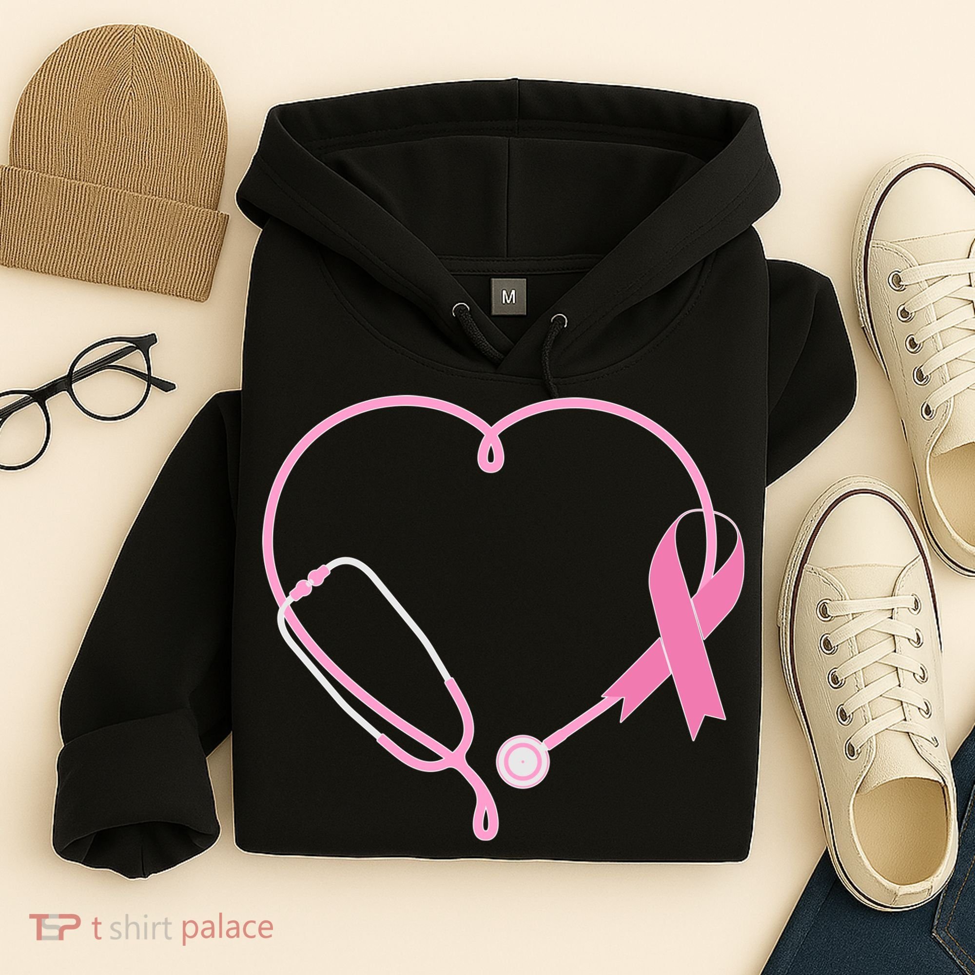 Breast Cancer Awareness Doctor Nurse Stethoscope Hoodie