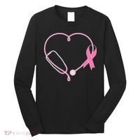 Breast Cancer Awareness Doctor Nurse Stethoscope Long Sleeve Shirt thumb 0