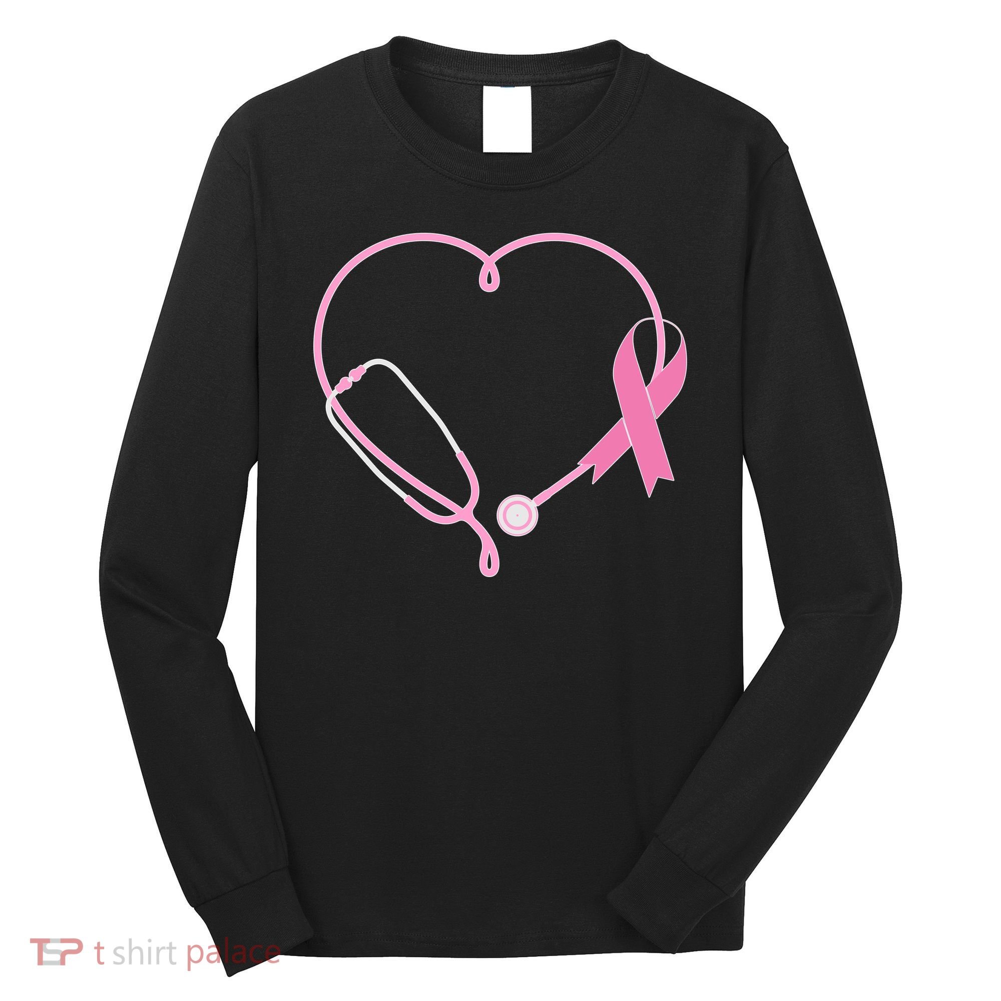 Breast Cancer Awareness Doctor Nurse Stethoscope Long Sleeve Shirt