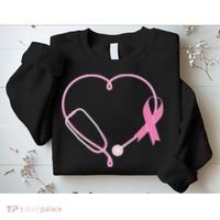 Breast Cancer Awareness Doctor Nurse Stethoscope Sweatshirt thumb 2