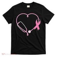 Breast Cancer Awareness Doctor Nurse Stethoscope T-Shirt thumb 0