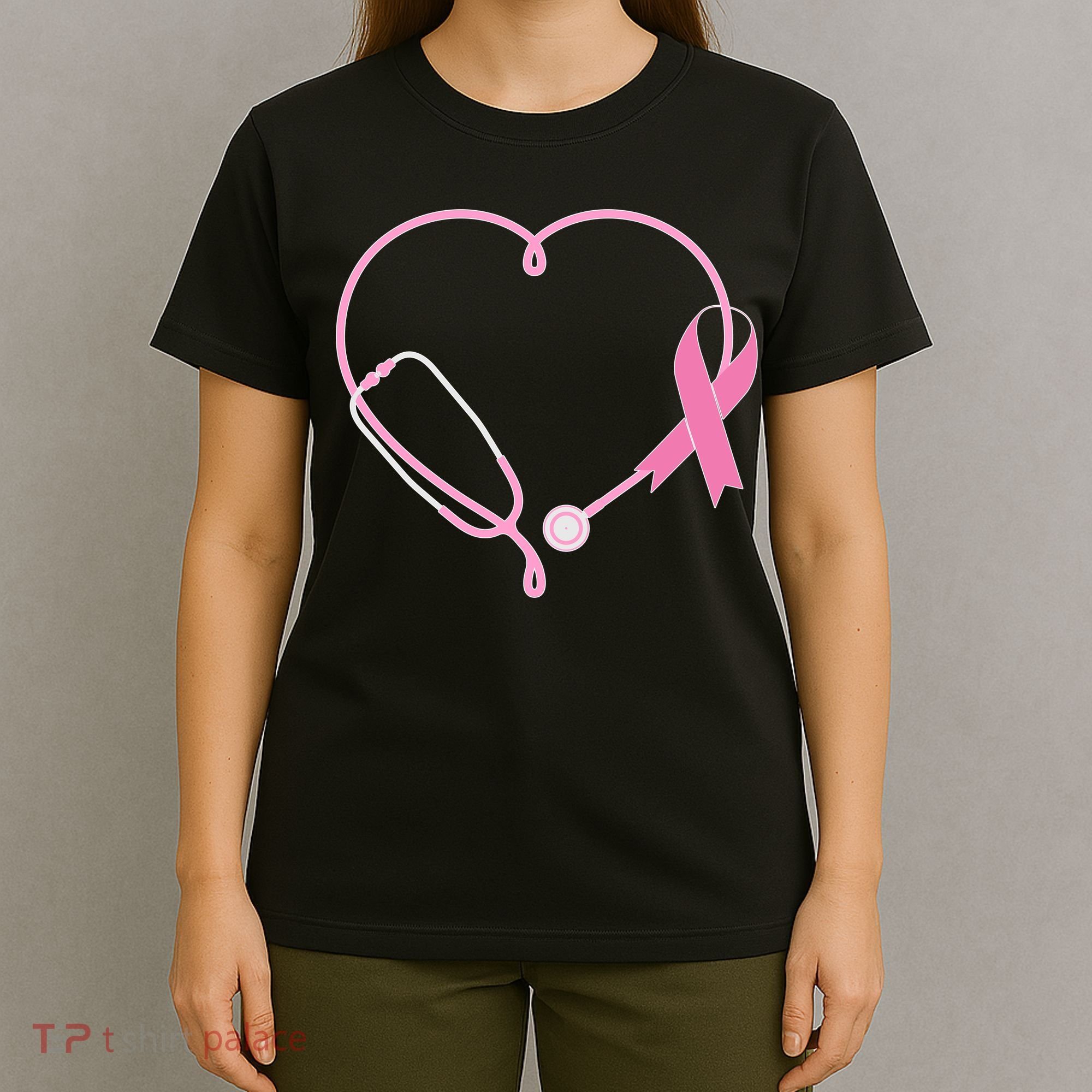 Breast Cancer Awareness Doctor Nurse Stethoscope T-Shirt