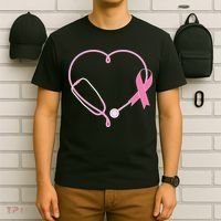 Breast Cancer Awareness Doctor Nurse Stethoscope T-Shirt thumb 6