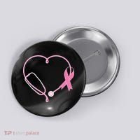 Breast Cancer Awareness Doctor Nurse Stethoscope Button thumb 0