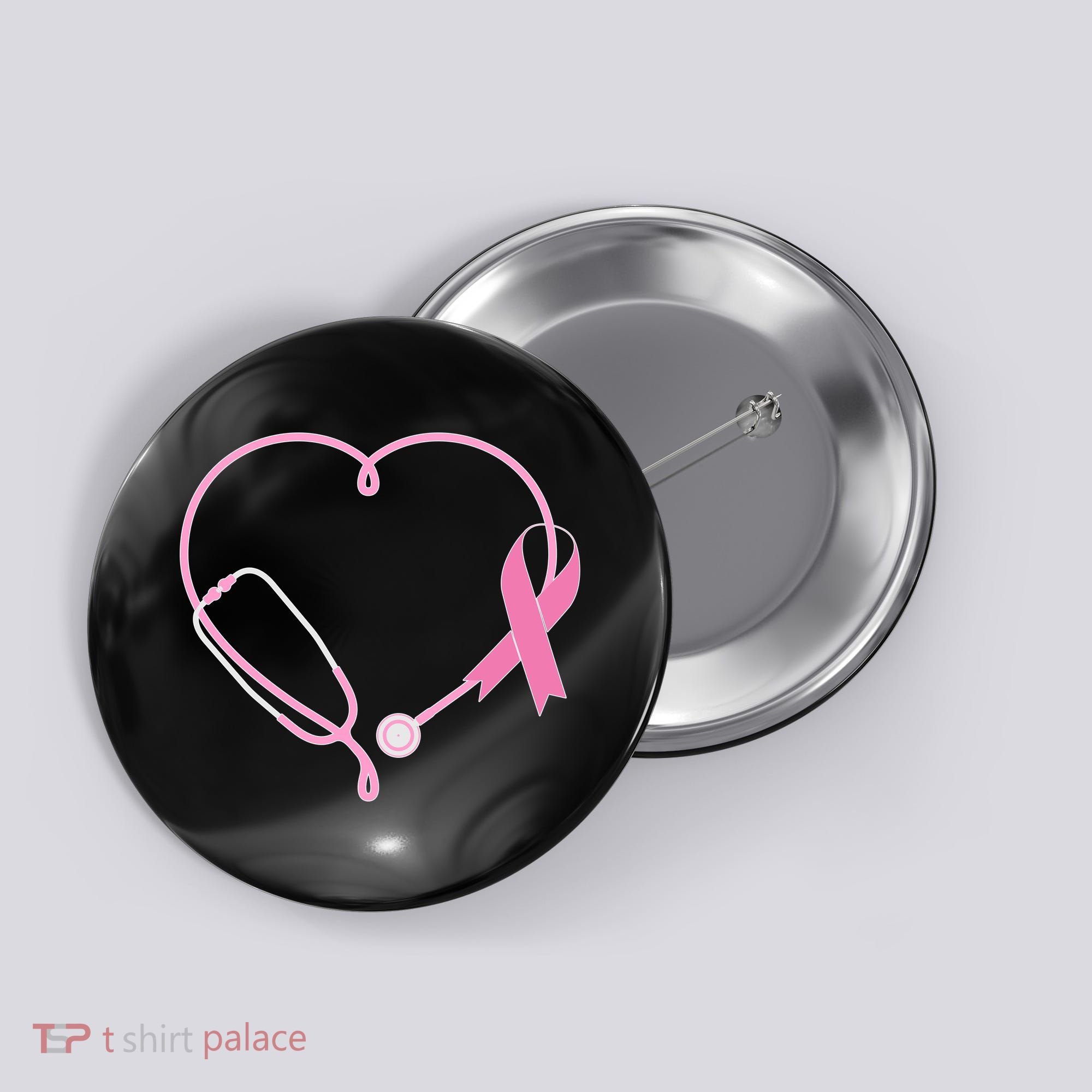 Breast Cancer Awareness Doctor Nurse Stethoscope Button