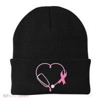 Breast Cancer Awareness Doctor Nurse Stethoscope Beanie thumb 0