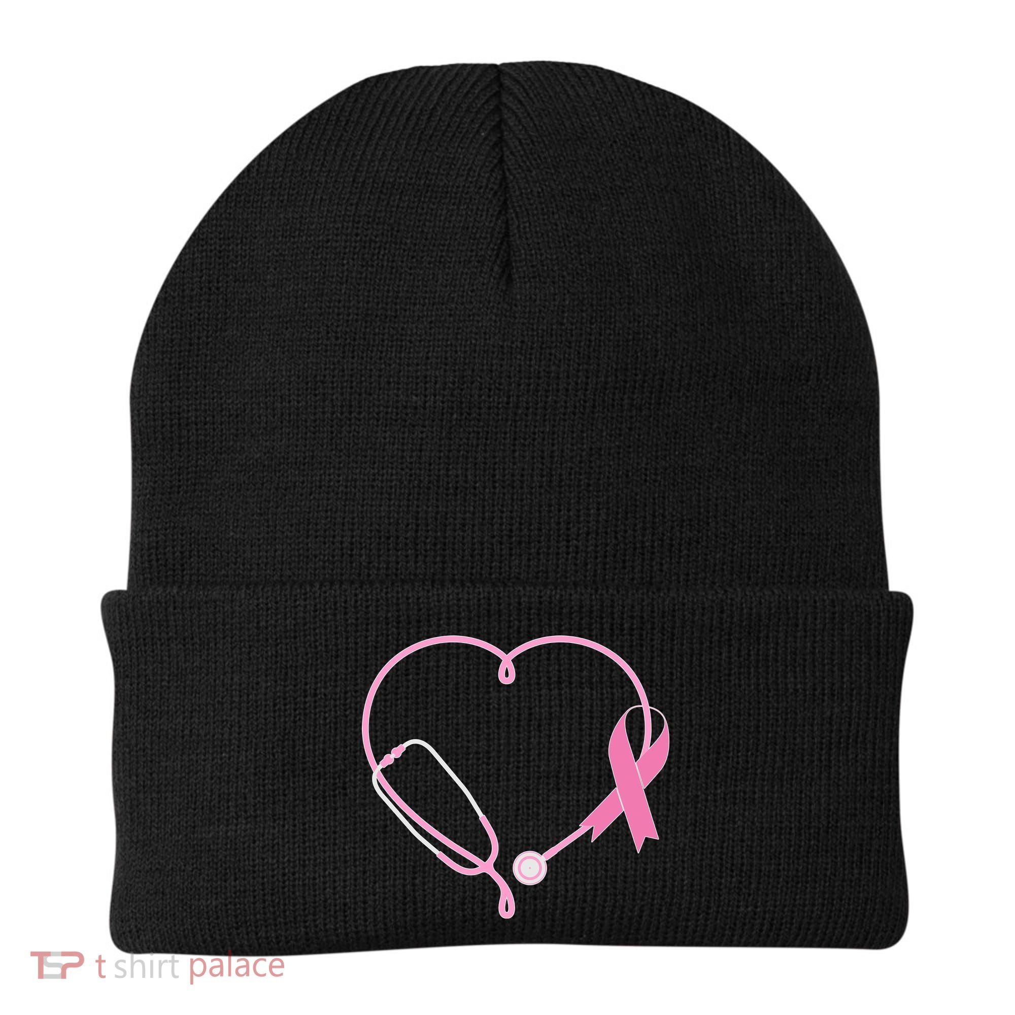 Breast Cancer Awareness Doctor Nurse Stethoscope Beanie